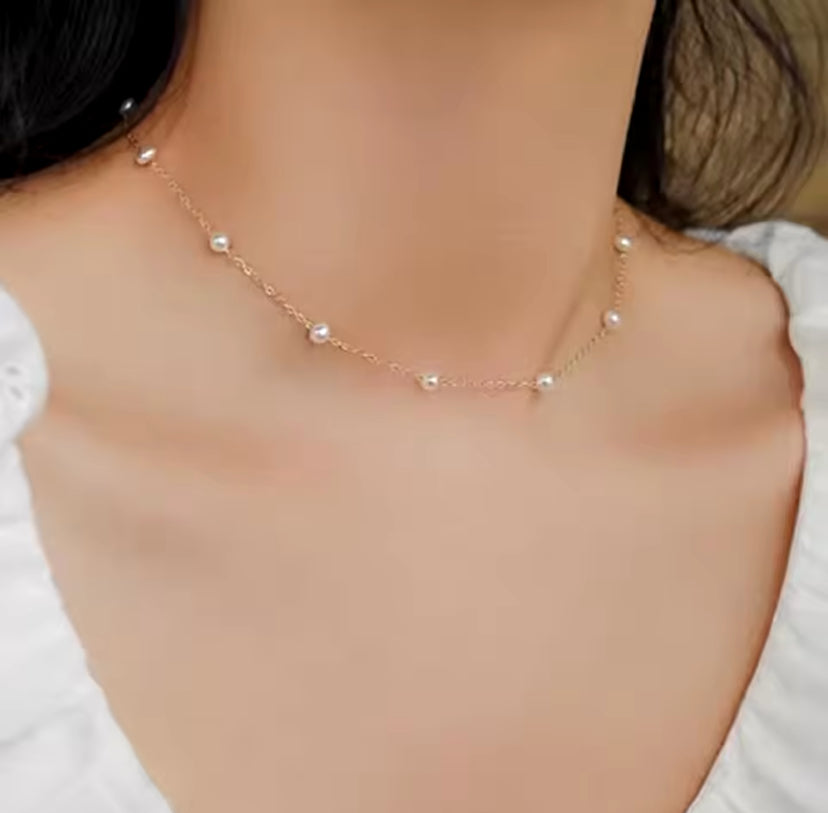 Aurélia, perle dorée | Collier en Acier Inoxydable